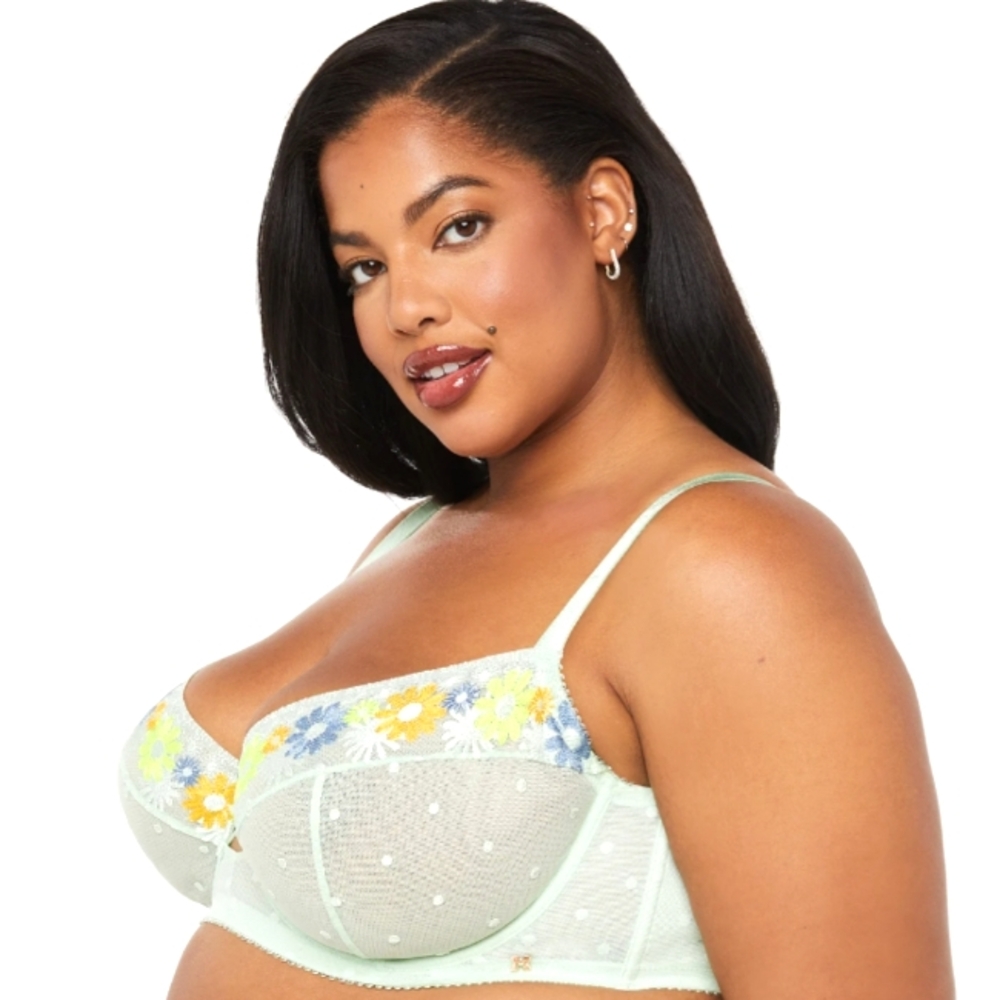 Savage X Fenty Free Spirit Floral Embroidered Unlined Balconette Bra, Sz 42DD